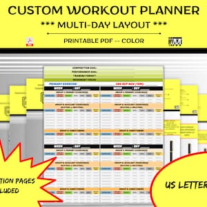 Workout Planner | Fitness Planner | Workout Builder | Exercise Planner | Workout Program | Exercise Tracker | Nutrition | Digital | Template
