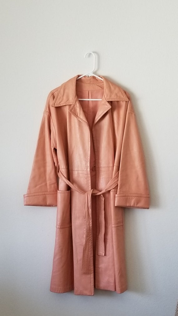 Vintage 1990's Peach Leather Trench Coat