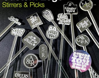 Personalized Cocktail Stirrers: Custom Event & Wedding Drink Swizzle Sticks
