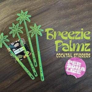Personalized Drink Stirrers Palm Trees Custom Tiki Swizzle Sticks
