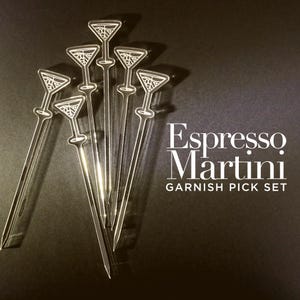 Palillos para decorar Espresso Martini – Juego de 6 con diseño clásico vintage Art Déco para coctelería