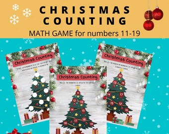 Preschool Christmas Math Game, Kindergarten Christmas Math Game, Christmas Counting, Number Matching 11-19, Math Activities for Preschool