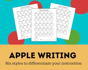 Lowercase Letter Writing Practice Printables, Apple Alphabet Letter Writing, Handwriting Sheets