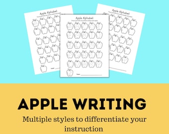 Uppercase Letter Writing Worksheet, Apple Handwriting Letter Tracing, Uppercase Letters Handwriting
