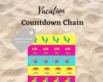 Vacation Countdown Chain, Countdown Printable, Trip Countdown Printable, Trip Countdown Chain, Instant Download, PDF, Digital Product