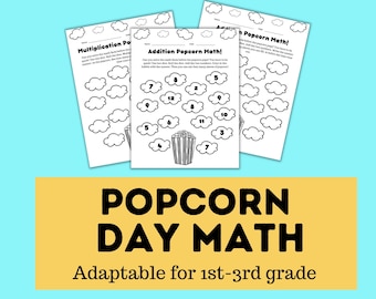 Popcorn Day Math, Math Fluency Games, Math Activities, First Grade, Second Grade, Third Grade, Addition Math Game, Multiplication Math Game