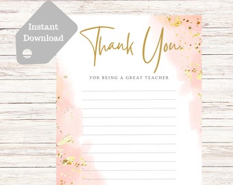 Teacher Appreciation Letter, Teacher Thank You Note, End of Year Letter to Teacher, Handwritten Letter, Teacher Appreciation Week, Printable