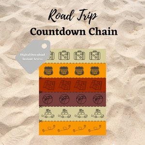 Vacation Countdown Chain, Road trip Countdown Chain, Road trip countdown printable, Summer Roadtrip printable, digital download, printable