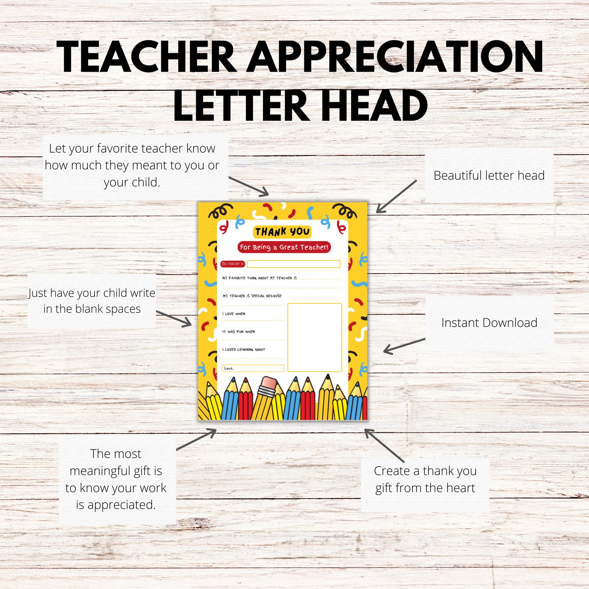 Teacher Appreciation Letter, Kindergarten Teacher Appreciation, Thank You Note, Teacher Thank