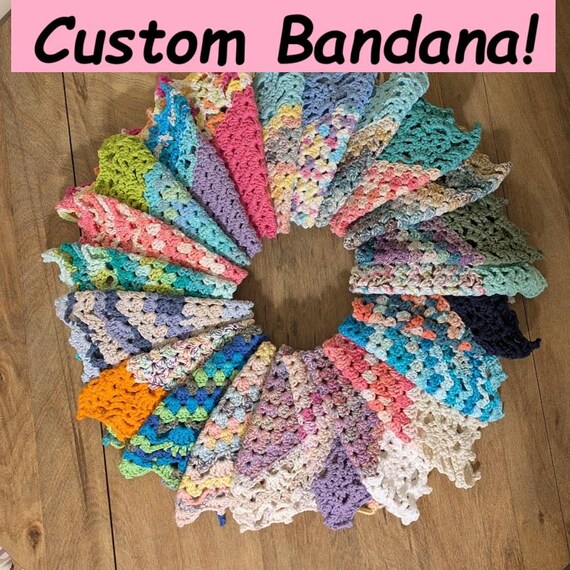 Custom Granny Square & Lace Crochet Bandana - Etsy display picture 2