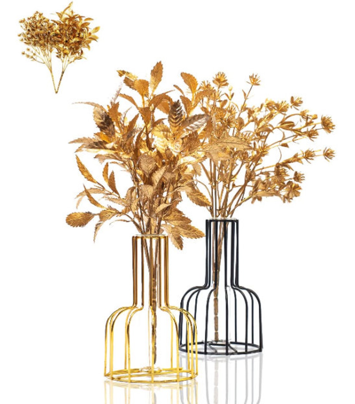 Metal Wire Gold Flower Faux Gold Artificial Flowers Small Gold Etsy