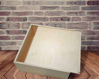 Schiebekiste - Geschenkbox Holz - Aufbewahrungsbox für Geschenke - ideale Geschenkbox - Holzkiste mit Deckel - Holzbox aus Birkensperrholz