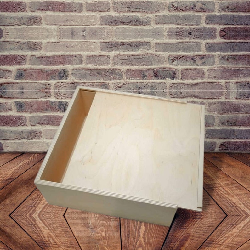 Scatola scorrevole scatola regalo in legno scatola portaoggetti per regali scatola regalo ideale scatola in legno con coperchio scatola in legno in compensato di betulla immagine 1