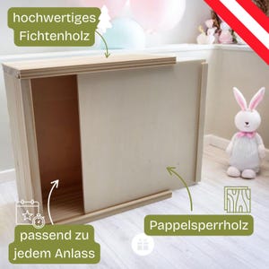Boîte coulissante - Boîte cadeau en bois - Boîte de rangement pour cadeaux - Boîte en bois avec couvercle - Boîte en bois en contreplaqué de bouleau - Dimensions : 150x150x70mm