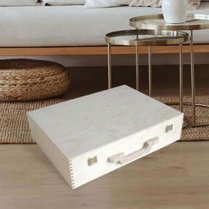Caja de madera de madera - maletín - caja de almacenamiento - caja de artesanía y caja de pintura - caja de regalo pintada por fuera - caja de madera portátil