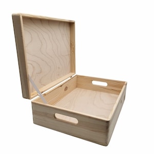 Scatola portaoggetti - Scatola multiuso - Scatola in legno con coperchio incernierato - Scatola in legno - Dimensioni: 39,5 x 29,5 x 13 cm