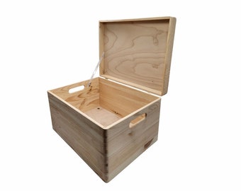 Storage box - all-purpose box - wooden box with hinged lid - wooden box