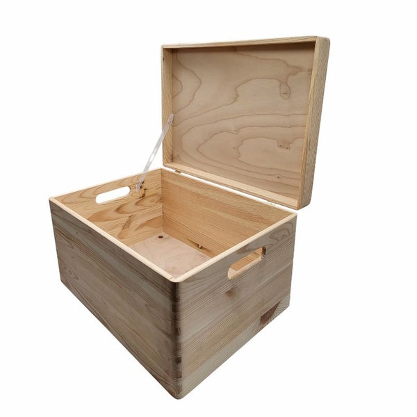 Boîte de rangement - boîte tout usage - boîte en bois avec couvercle à charnière - boîte en bois - dimensions : 39,5 x 29,5 x 23 cm