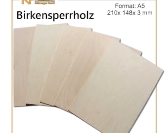 Sperrholzplatten Birke -A5 210 x 148 x 3 mm -hochwertige Multiplex Platte  -Holz zum Basteln -Holzplatten für Bastelarbeiten -Holzzuschnitte