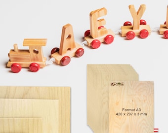 Laserfähige Sperrholzplatten Birke -A3 420 x 297 x 3 mm -Holz zum Basteln - Holzplatten für Bastelarbeiten - Holzzuschnitte | Bastelholz
