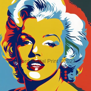 Marilyn Monroe druckbare Pop-art Portrait | Wandkunst | Pop-art Poster | Herunterladbare Digital