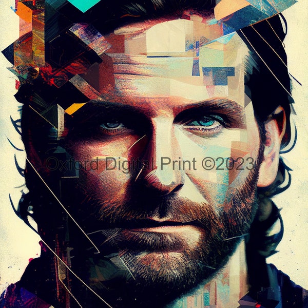 Bradley Cooper printable Pop-art Portrait | Wall Art | Funky Pop-art Poster | Downloadable Digital Art