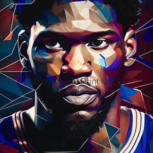 Joel Embiid printable Pop-art Portrait | Wall Art | Funky Pop-art Poster | Downloadable Digital Art