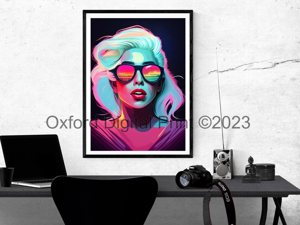 Lady Gaga Printable Pop-art Portrait | Wall Art | Funky Pop-art Poster ...