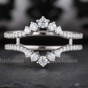 Vintage gebogen moissaniet trouwring 14k roségoud vergulde moissaniet ring, Enhancer Stacking Matching Promise aangepaste trouwring voor vrouwen