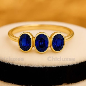 Blue Sapphire Ring, Vintage Sterling Silver Blue Engagement Ring, Unique Anniversary Ring, September Birthstone, Birthday Gift For Her