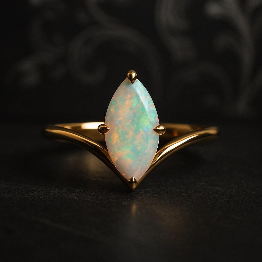 Bague Art Déco En Argent Massif Avec Opale De Feu Bleue Et Perle De Culture - Neuf Sans Emballage