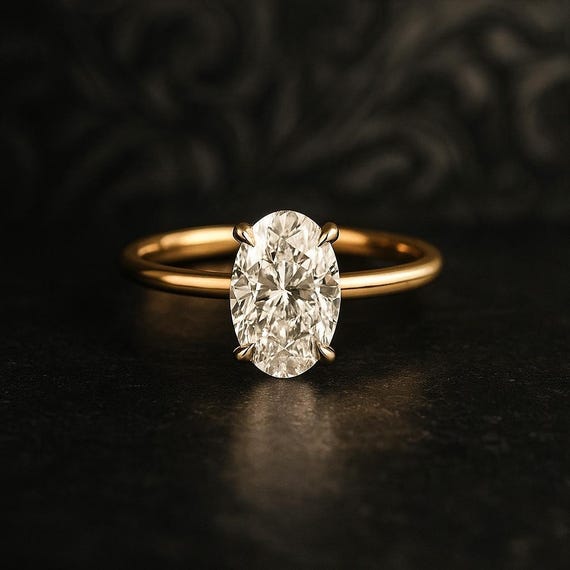 2カラットのオーバルカットモアッサナイトエンゲージリング、オーバル