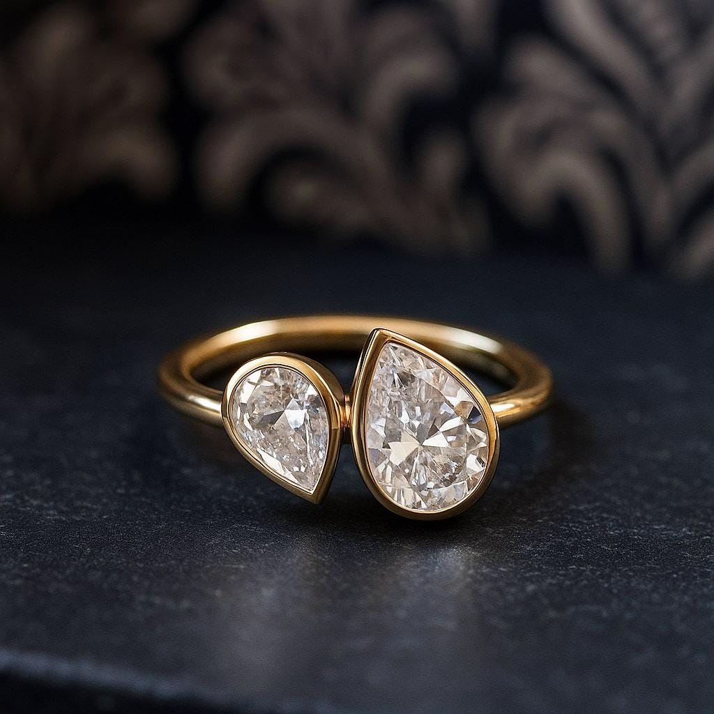 Bague De Fiançailles Bypass En Morganite Et Moissanite – 2,20 Ct, Plaquée Or 14 Carats, Taille Ajustable