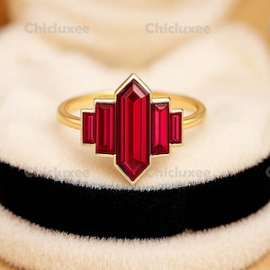 Ruby Ring, Unique Engagement Ring, Solitaire Ring, Hexagon Ruby Ring, Ruby Jewelry, Ruby Solitaire, Gemstone Solitaire, Beautiful Ring, Red