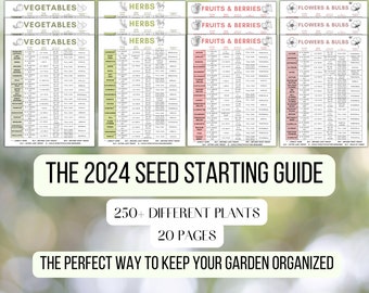 Complete Garden Seed Starting Cheat Sheet Homesteading 2024 Sowing Guide For Vegetables Herbs Fruit and Flowers New Gardener Guide to Sowing