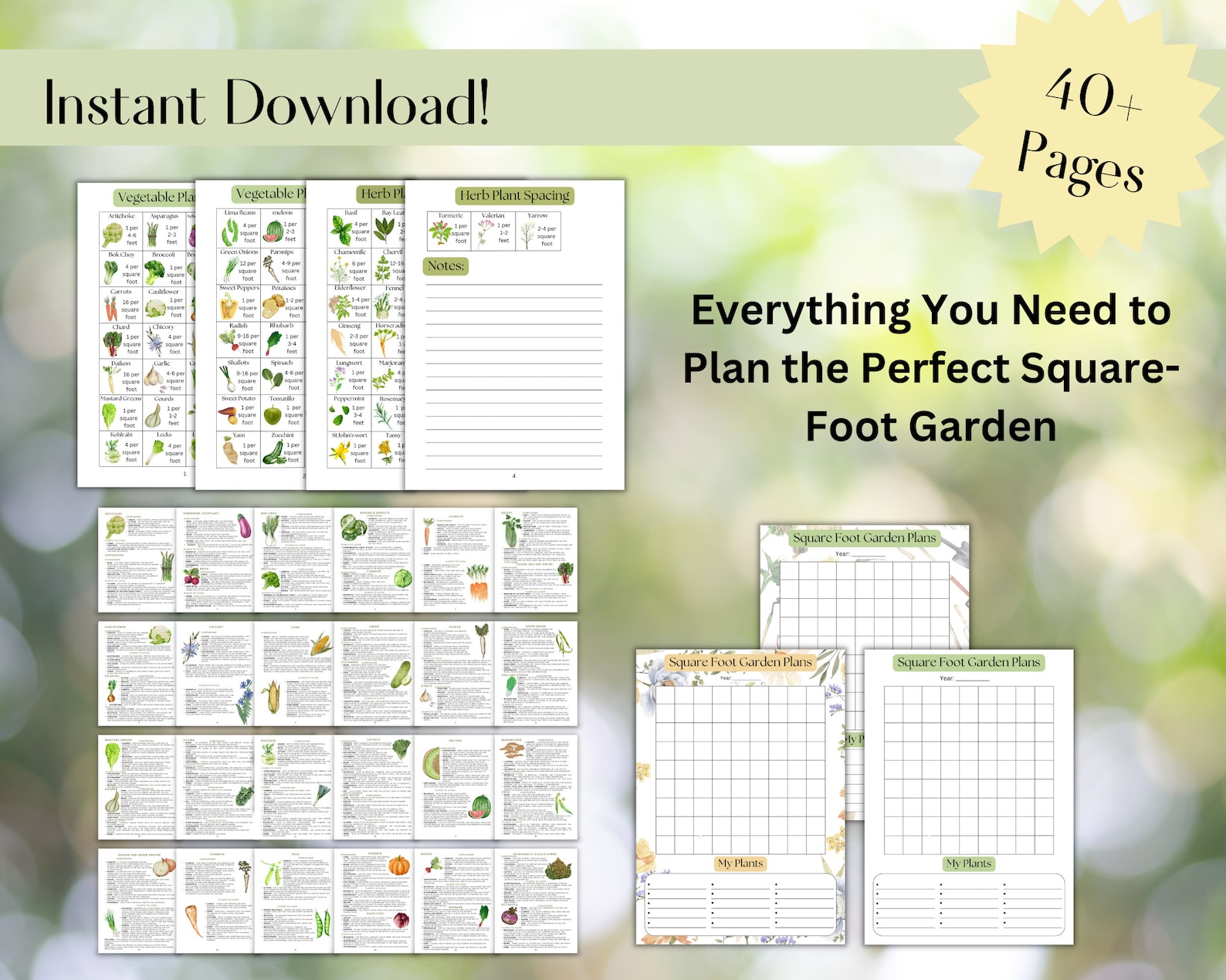 Square Foot Gardening Guide Printable Grid Gardening Planner - Etsy