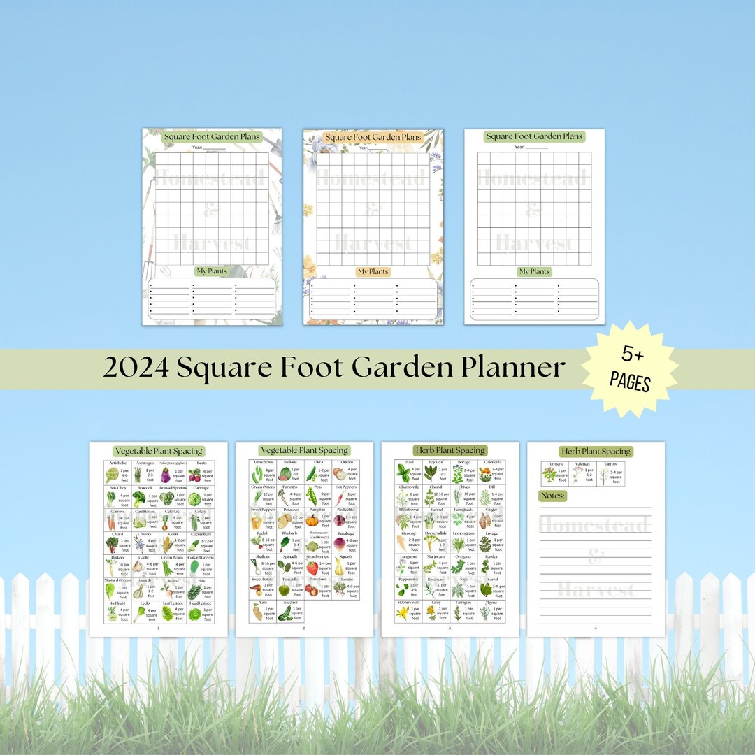 Square Foot Garden Bed Planner Printable Plant Spacing Guide How To ...