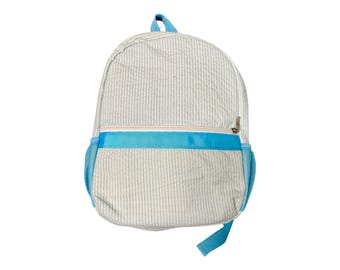 Extra Small Seersucker Backpack – Personalized Kids Backpack for School, Toddler Bookbag, Monogrammed Travel Bag, Preppy Stripe School Bag