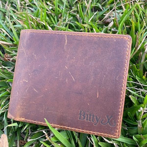 Billetera personalizada de tres pliegues grabada, billetera de cuero personalizada, billetera con bloqueo RFID, regalo para padrinos de boda, regalo para el día del padre, billetera compacta para hombres