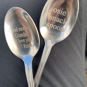 Custom Engraved Spoon – Personalized Stainless Steel Spoon with Name or Message, Funny Gift for Dad, Grandpa, Kids, or Couples