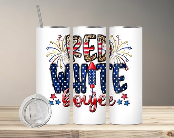 Red White Boujee Tumbler - Patriotic Design, Stainless Steel Insulated Mug, Summer Drinkware, 4th of July Gift