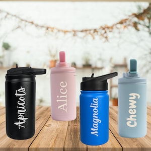 Kids Water Bottle Engraved, 12oz Insulated Stainless Steel Bottle, Personalized School Cup, BPA-Free Flip-Top Bottle, Back-to-School Gift