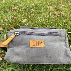 Custom Engraved Canvas Toiletry Bag, Personalized Dopp Kit, Men&#39;s Travel Bag, Groomsmen Gift, Monogram Shaving Kit, Leather Accent Bag