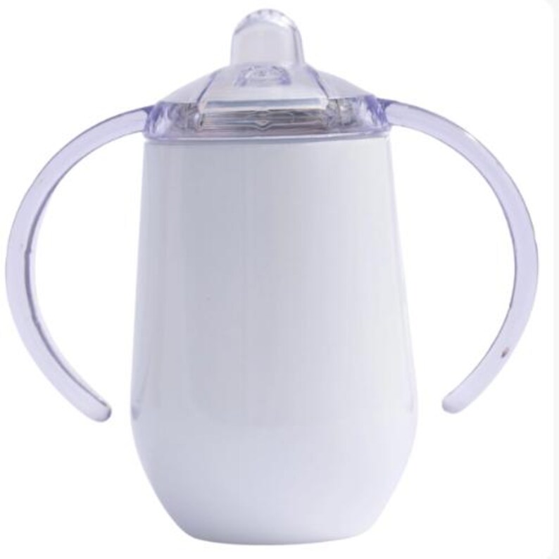 A custom engraved 10oz stainless steel sippy cup featuring double-walled insulation, a spill-proof Triton lid, and a BPA-free design. Available in White, Green, Pink, and Blue, this personalized baby cup is perfect for toddlers.