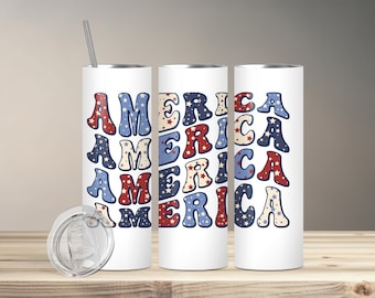 America America America Tumbler - Patriotic Design, Stainless Steel A Mug, Summer Drinkware, 4th of July Gift