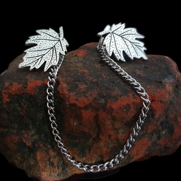 Pince à pull feuille d'argent / accessoires fantaisie cosplay elfe pour GN / pince cardigan reconstitution médiévale bijoux cadeau pour petite amie