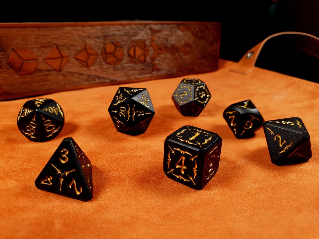 Black Dnd Dice Set / Metal Dice Set for Dungeons and Dragons / Etsy