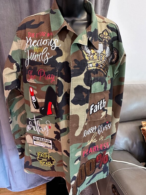 Camo Junk Jacket She Pray Etsy