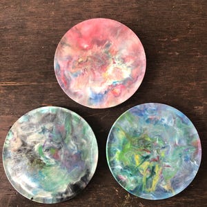 Art Tiles/Coasters (circle) -- handmade 100% recycled plastic