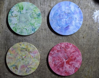 Carrelage artistique/sous-verres (cercle) -- Fait main 100 % plastique recyclé (ensembles et pièces individuelles)